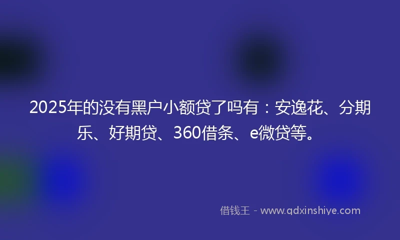2025年的没有黑户小额贷了吗有：安逸花、分期乐、好期贷、360借条、e微贷等。