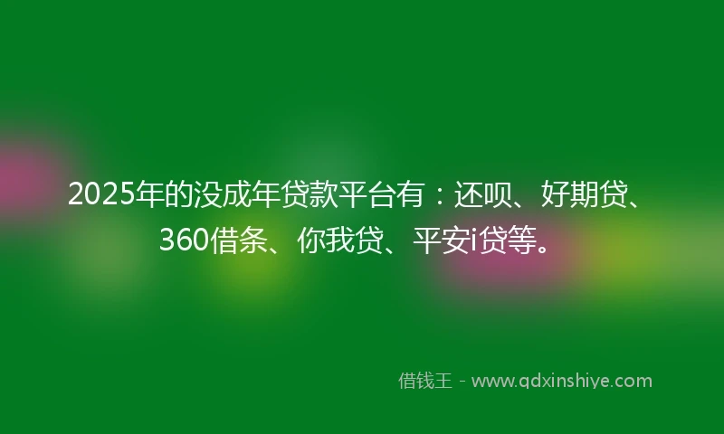 2025年的没成年贷款平台有：还呗、好期贷、360借条、你我贷、平安i贷等。