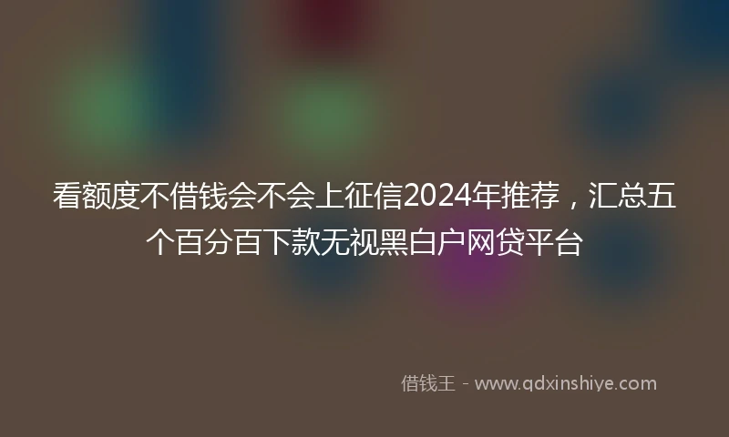 看额度不借钱会不会上征信2024年推荐，汇总五个百分百下款无视黑白户网贷平台