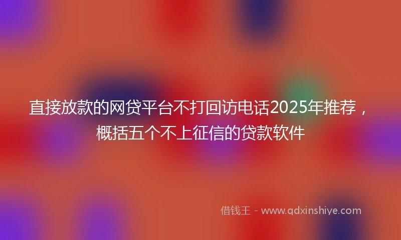 直接放款的网贷平台不打回访电话2025年推荐，概括五个不上征信的贷款软件
