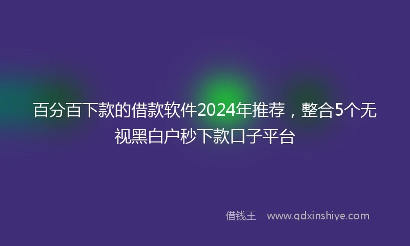 百分百下款的借款软件2024年推荐，整合5个无视黑白户秒下款口子平台