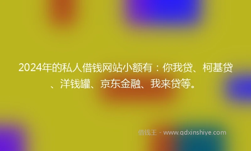 2024年的私人借钱网站小额有：你我贷、柯基贷、洋钱罐、京东金融、我来贷等。