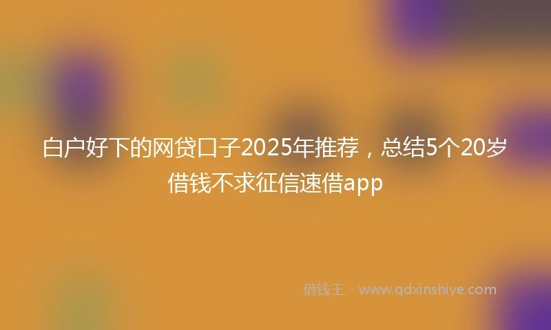 白户好下的网贷口子2025年推荐，总结5个20岁借钱不求征信速借app