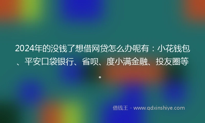 2024年的没钱了想借网贷怎么办呢有：小花钱包、平安口袋银行、省呗、度小满金融、投友圈等。