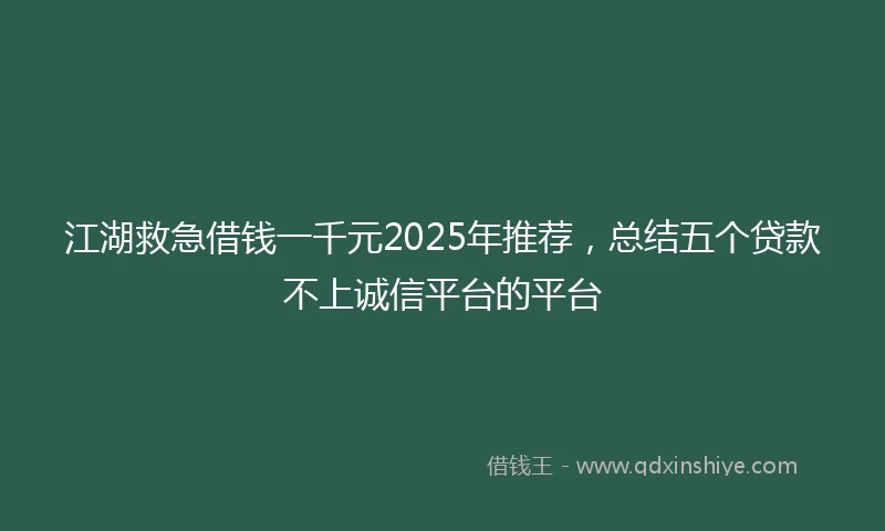 江湖救急借钱一千元2025年推荐，总结五个贷款不上诚信平台的平台
