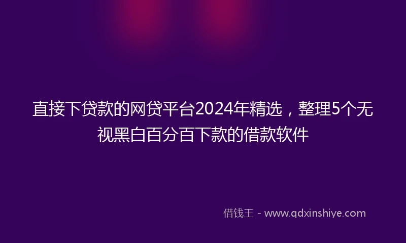 直接下贷款的网贷平台2024年精选，整理5个无视黑白百分百下款的借款软件