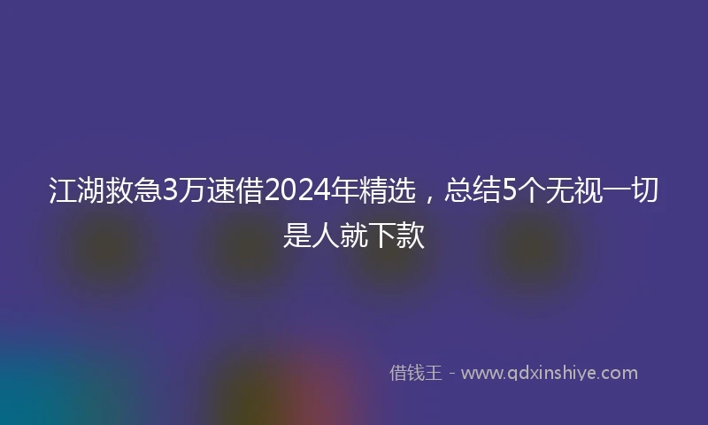 江湖救急3万速借2024年精选，总结5个无视一切是人就下款