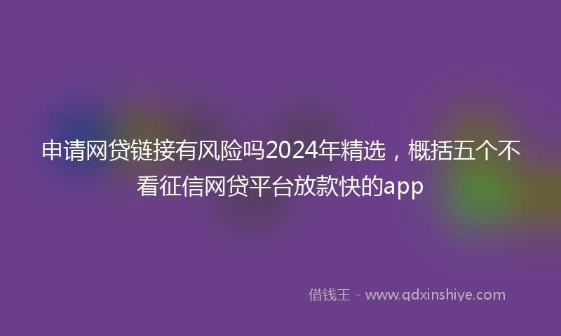 申请网贷链接有风险吗2024年精选，概括五个不看征信网贷平台放款快的app
