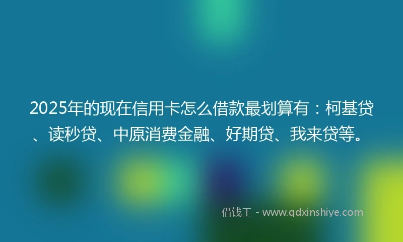 2025年的现在信用卡怎么借款最划算有：柯基贷、读秒贷、中原消费金融、好期贷、我来贷等。