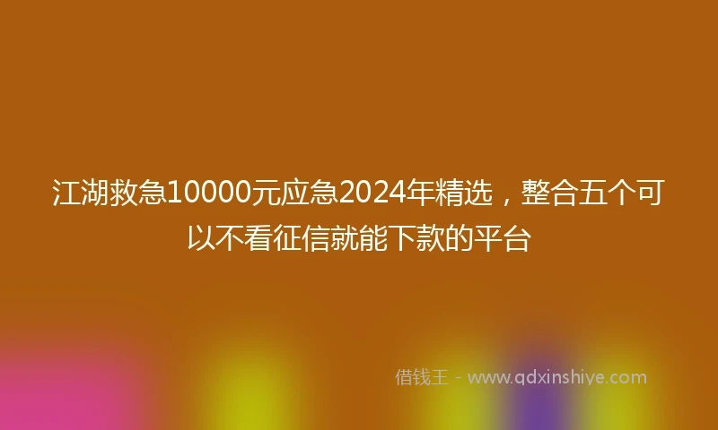 江湖救急10000元应急2024年精选，整合五个可以不看征信就能下款的平台