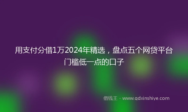 用支付分借1万2024年精选，盘点五个网贷平台门槛低一点的口子