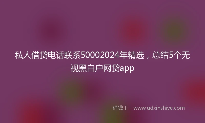 私人借贷电话联系50002024年精选，总结5个无视黑白户网贷app