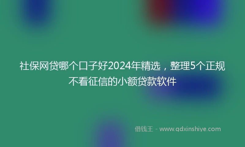 社保网贷哪个口子好2024年精选，整理5个正规不看征信的小额贷款软件