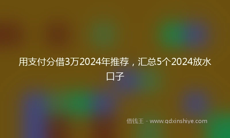 用支付分借3万2024年推荐，汇总5个2024放水口子