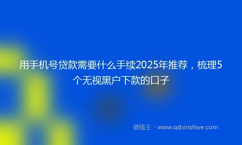 用手机号贷款需要什么手续2025年推荐，梳理5个无视黑户下款的口子