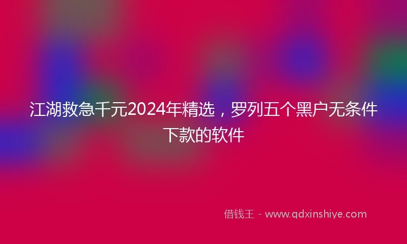 江湖救急千元2024年精选，罗列五个黑户无条件下款的软件