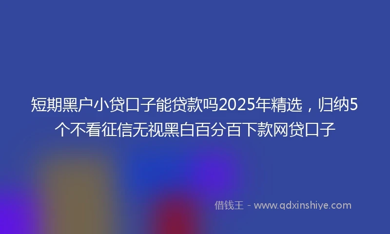 短期黑户小贷口子能贷款吗2025年精选，归纳5个不看征信无视黑白百分百下款网贷口子
