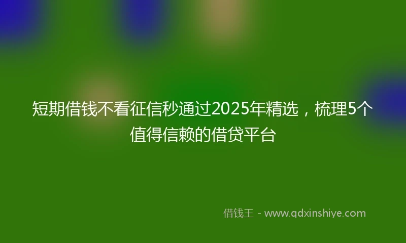 短期借钱不看征信秒通过2025年精选，梳理5个值得信赖的借贷平台