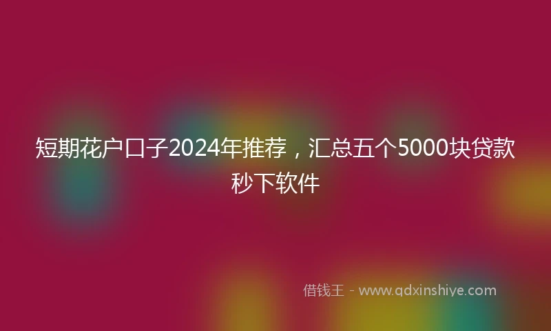 短期花户口子2024年推荐，汇总五个5000块贷款秒下软件