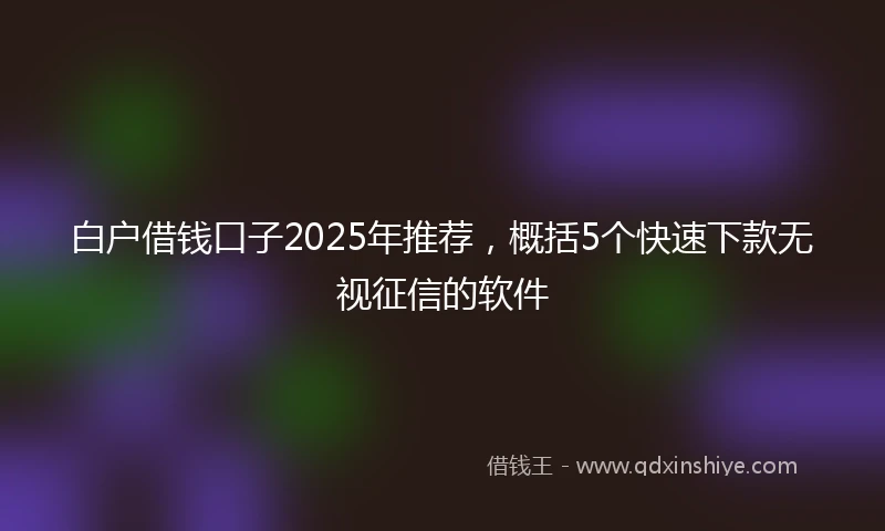 白户借钱口子2025年推荐，概括5个快速下款无视征信的软件