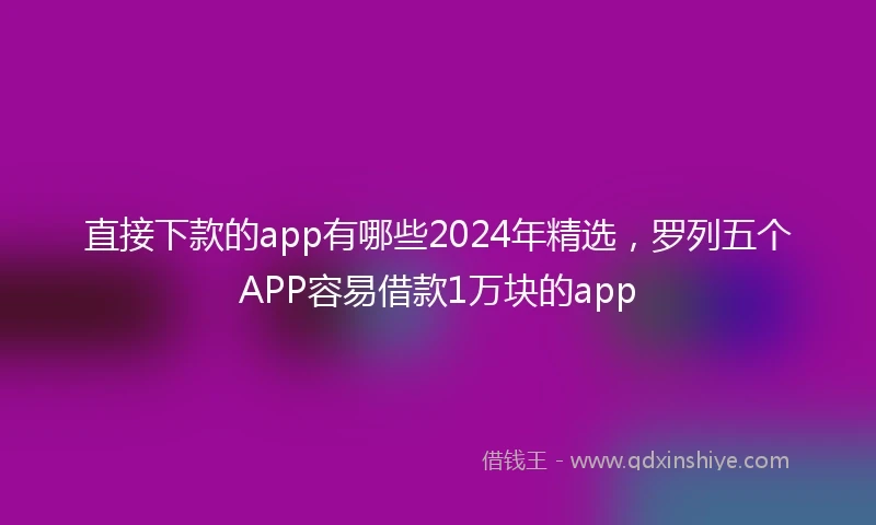 直接下款的app有哪些2024年精选，罗列五个APP容易借款1万块的app