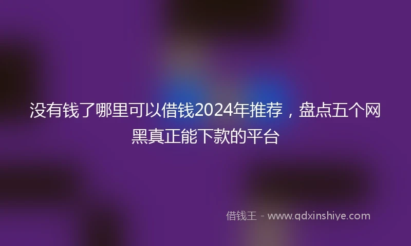 没有钱了哪里可以借钱2024年推荐，盘点五个网黑真正能下款的平台