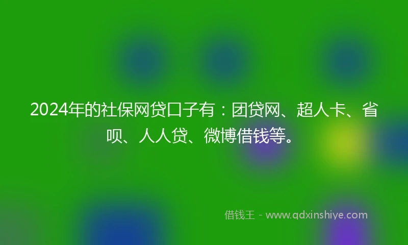 2024年的社保网贷口子有：团贷网、超人卡、省呗、人人贷、微博借钱等。
