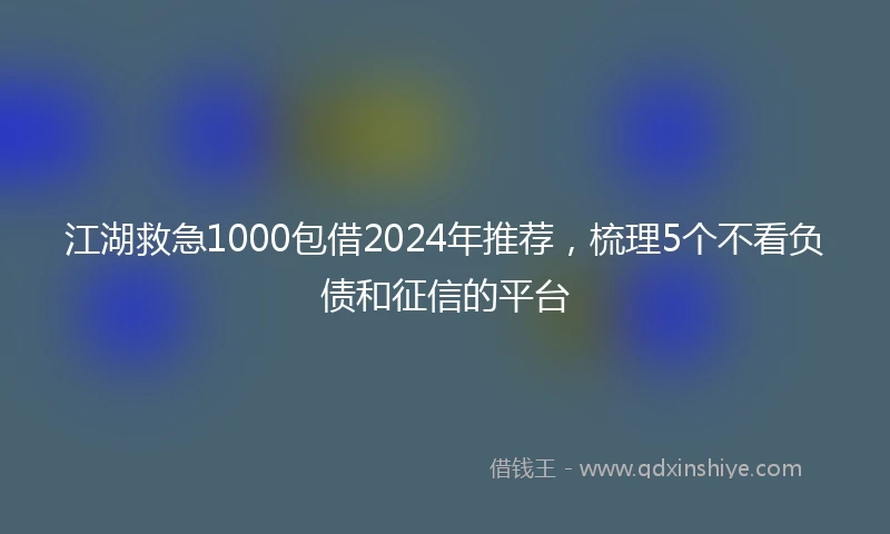 江湖救急1000包借2024年推荐，梳理5个不看负债和征信的平台