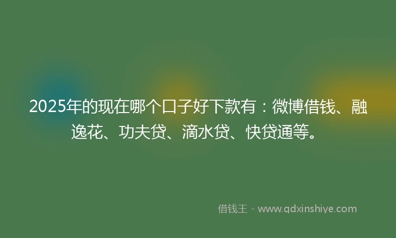 2025年的现在哪个口子好下款有：微博借钱、融逸花、功夫贷、滴水贷、快贷通等。