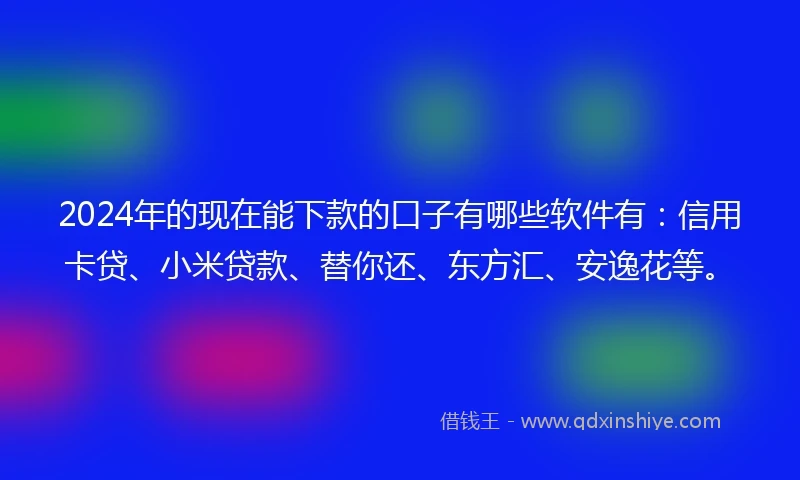 2024年的现在能下款的口子有哪些软件有：信用卡贷、小米贷款、替你还、东方汇、安逸花等。