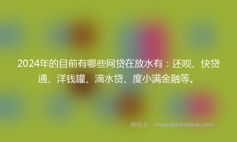 2024年的目前有哪些网贷在放水有：还呗、快贷通、洋钱罐、滴水贷、度小满金融等。