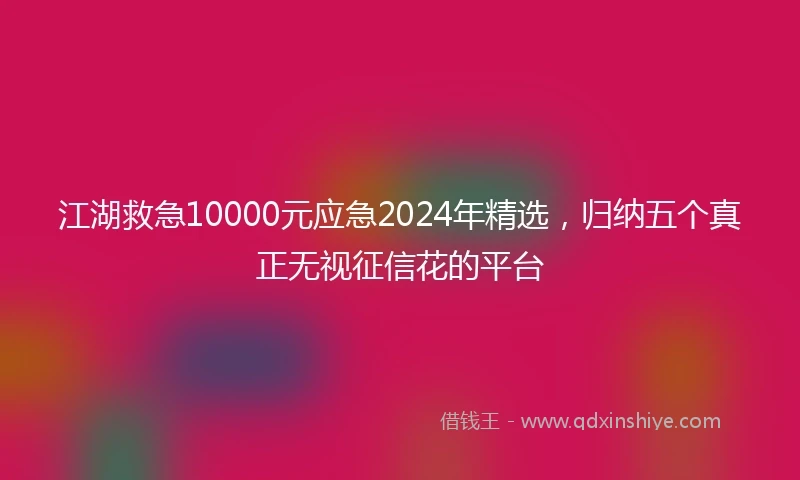 江湖救急10000元应急2024年精选，归纳五个真正无视征信花的平台