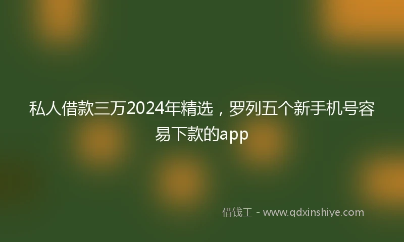 私人借款三万2024年精选，罗列五个新手机号容易下款的app
