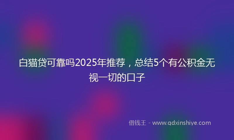 白猫贷可靠吗2025年推荐，总结5个有公积金无视一切的口子