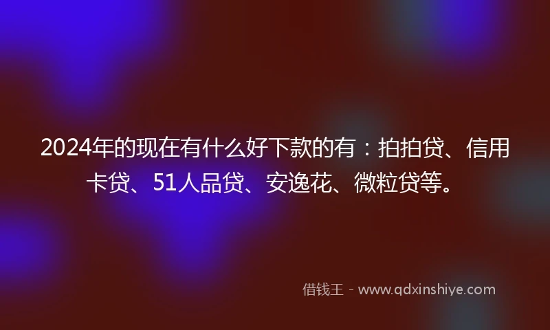 2024年的现在有什么好下款的有：拍拍贷、信用卡贷、51人品贷、安逸花、微粒贷等。