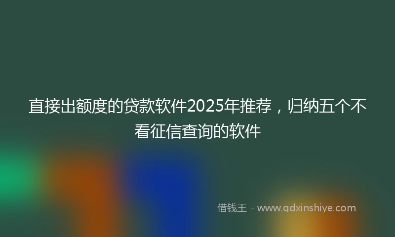 直接出额度的贷款软件2025年推荐，归纳五个不看征信查询的软件