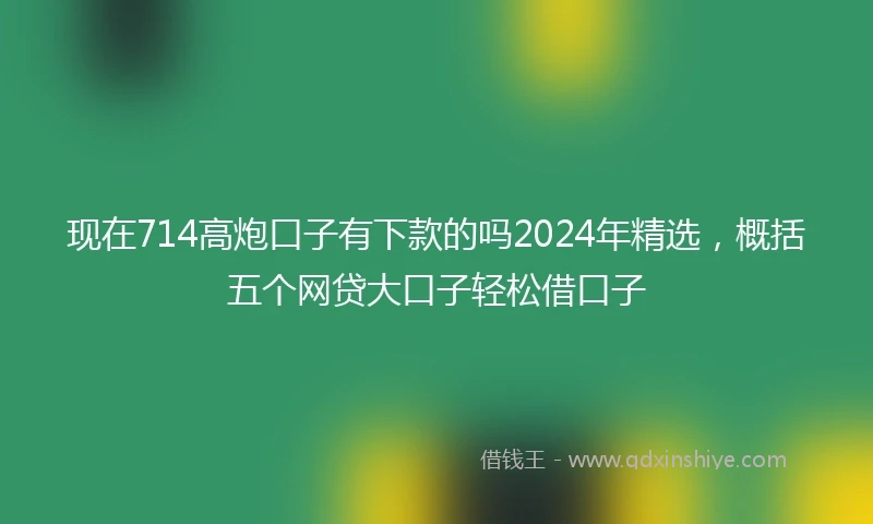 现在714高炮口子有下款的吗2024年精选，概括五个网贷大口子轻松借口子
