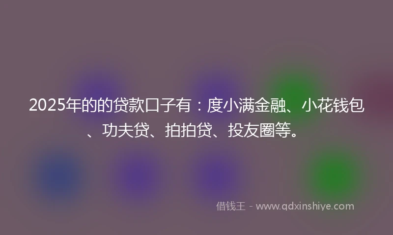 2025年的的贷款口子有：度小满金融、小花钱包、功夫贷、拍拍贷、投友圈等。