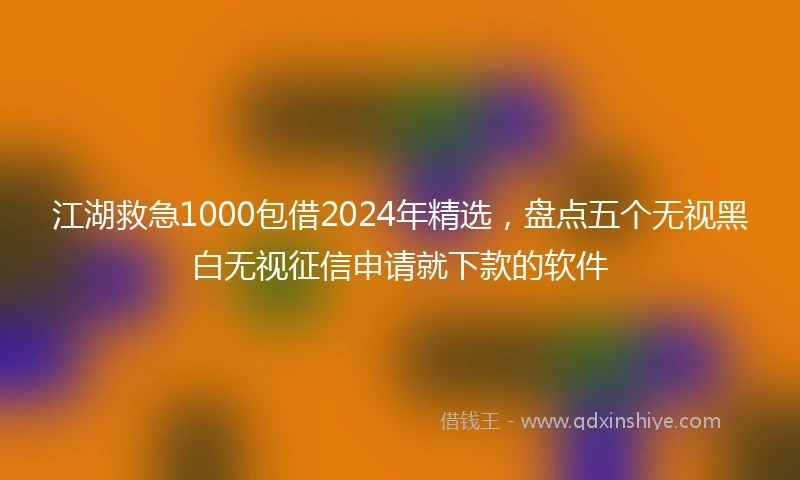 江湖救急1000包借2024年精选，盘点五个无视黑白无视征信申请就下款的软件