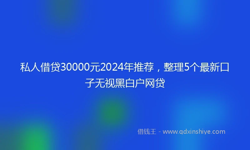 私人借贷30000元2024年推荐，整理5个最新口子无视黑白户网贷