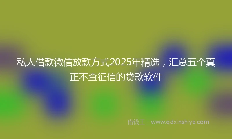 私人借款微信放款方式2025年精选，汇总五个真正不查征信的贷款软件