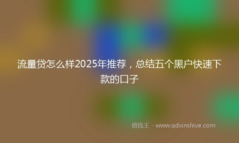流量贷怎么样2025年推荐，总结五个黑户快速下款的口子
