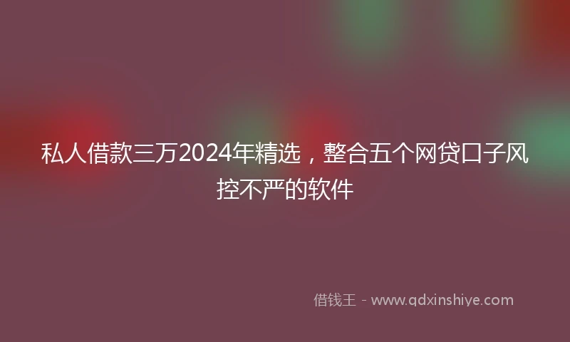 私人借款三万2024年精选，整合五个网贷口子风控不严的软件