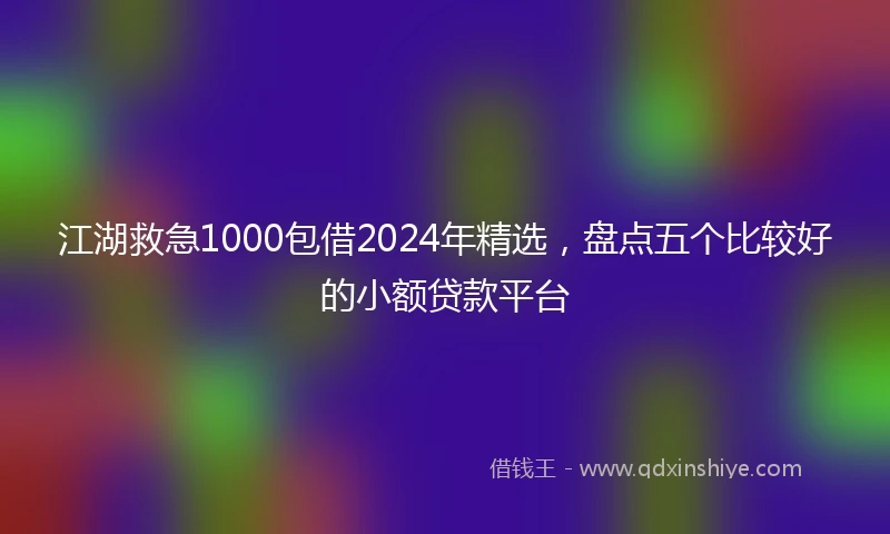 江湖救急1000包借2024年精选，盘点五个比较好的小额贷款平台