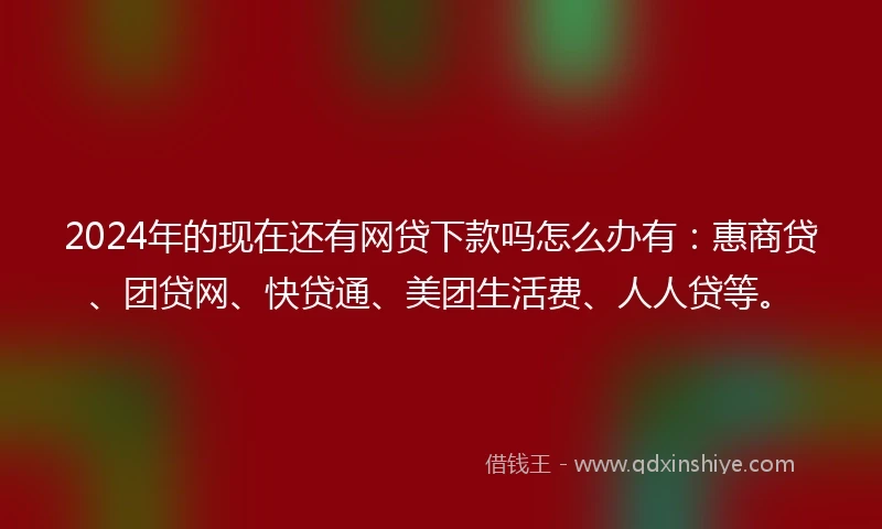 2024年的现在还有网贷下款吗怎么办有：惠商贷、团贷网、快贷通、美团生活费、人人贷等。