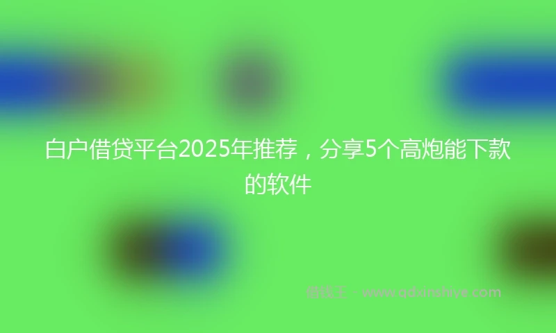 白户借贷平台2025年推荐，分享5个高炮能下款的软件