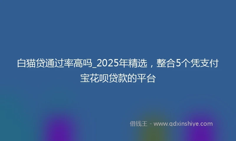 白猫贷通过率高吗_2025年精选，整合5个凭支付宝花呗贷款的平台