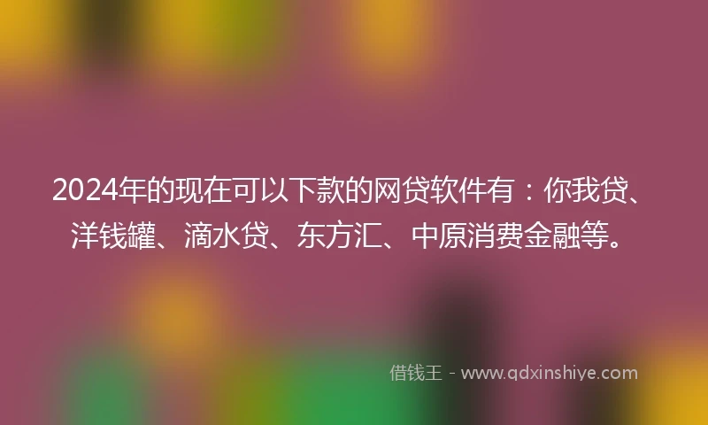 2024年的现在可以下款的网贷软件有：你我贷、洋钱罐、滴水贷、东方汇、中原消费金融等。