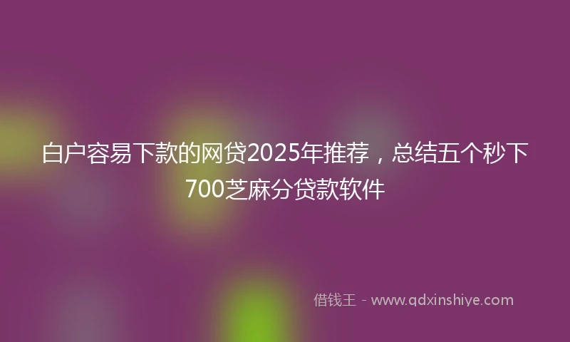 白户容易下款的网贷2025年推荐，总结五个秒下700芝麻分贷款软件