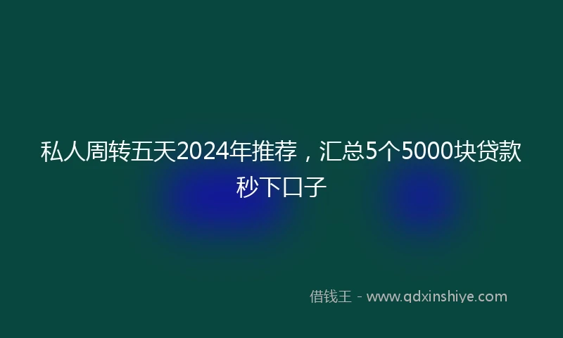私人周转五天2024年推荐，汇总5个5000块贷款秒下口子